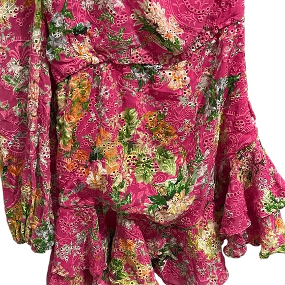 Hemant & Nandita dress pink eyelet floral size small boxBH - Picture 3 of 10